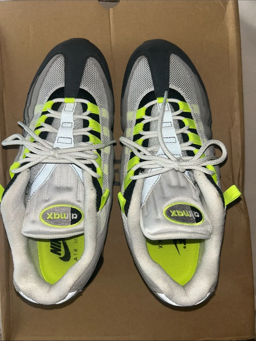 Nike Men's White, Black, and Volt Air Max Sneakers